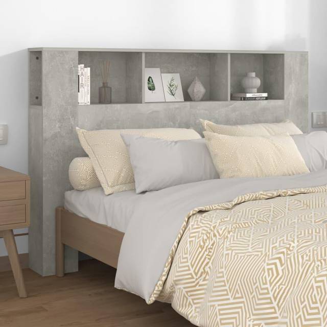 Vidaxl - Headboard Cabinet Concrete Grey 160x18.5x104.5 cm