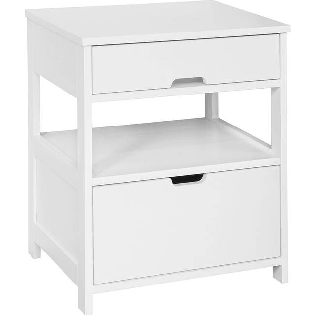 Sobuy home wood beside end sofa side table with 2 drawers,white,frg258-w,uk