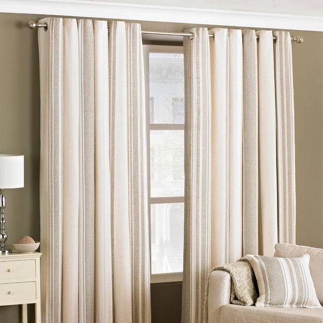 Riva Home Broadway Modern Stripe Ringtop Eyelet Curtains (Pair) Polycotton Coffee (117X137Cm), Brown