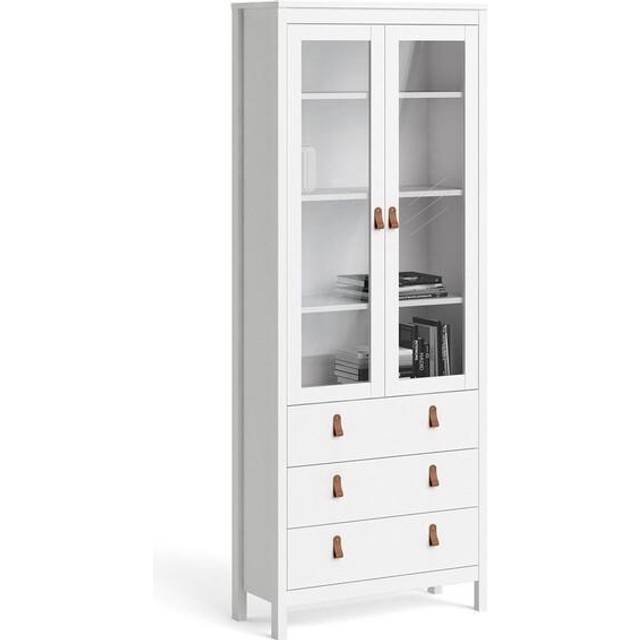 Barcelona China Cabinet 2 Doors w/ Glass + 3 Drawers - White, White