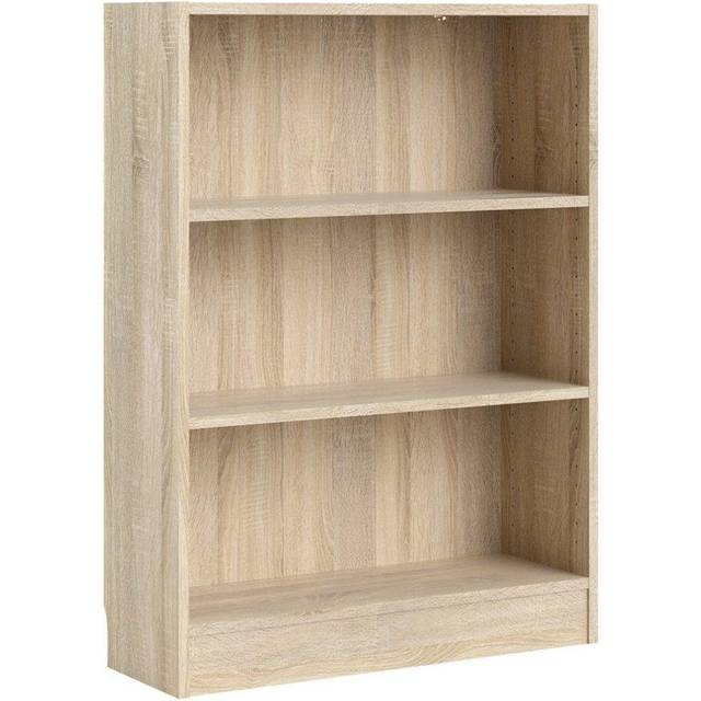 Basic Low Wide Bookcase (2 Shelves) In Oak Effect, Brown