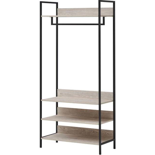 Zahra Open Wardrobe With 4 Shelves - Ash Oak, Brown