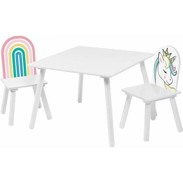 Liberty House Kids Unicorn Table And Two Chair Set - White