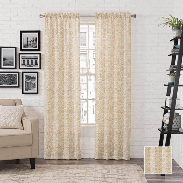 "PAIRS TO GO Brockwell Decorative Window Treatment Rod Pocket Curtains for Living Room  Double Panel  28"""""""" x 84""""""""  Wheat"
