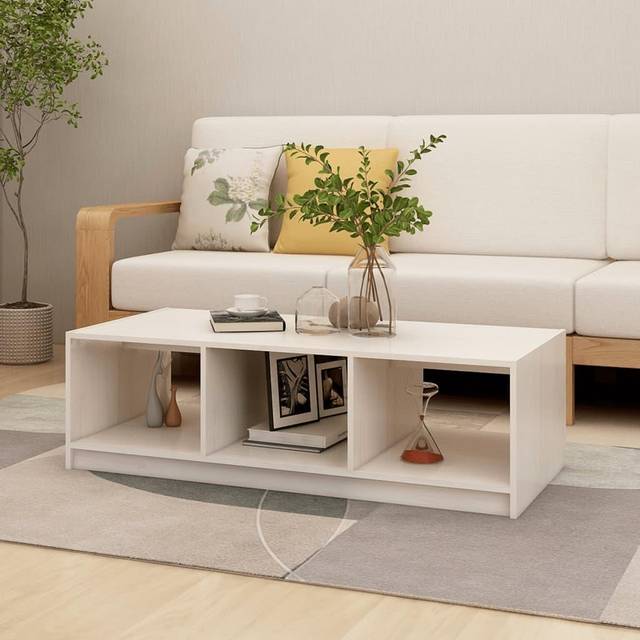 Coffee Table White 110x50x34 cm Solid Pinewood Vidaxl