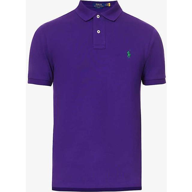 Purple Cotton Custom Slim-Fit Polo Shirt - L