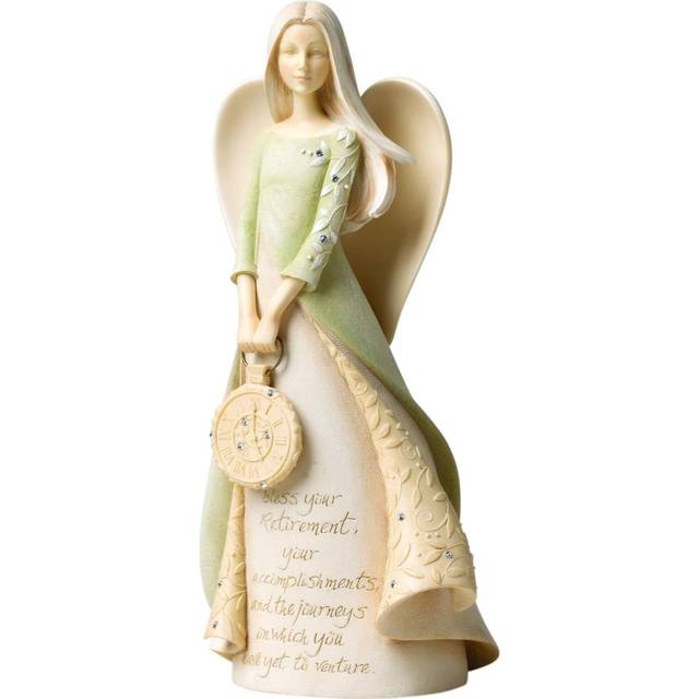Enesco Foundations Collection Bless Your Retirement Angel Figurine- Resin Hand Painted Collectible Decorative Figurines Home Decor Sculpture Shelf Sta