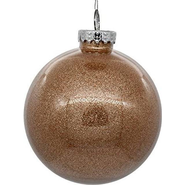 Vickerman N210880 3 in. Clear Ball Christmas Ornament with Glitter Interior, Cafe Latte - 12 Per Bag