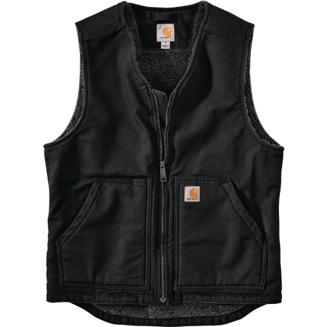 Carhartt Men's Big Relaxed Fit Washed Duck Sherpa-Lined Vest  Black  XX-Large Tall