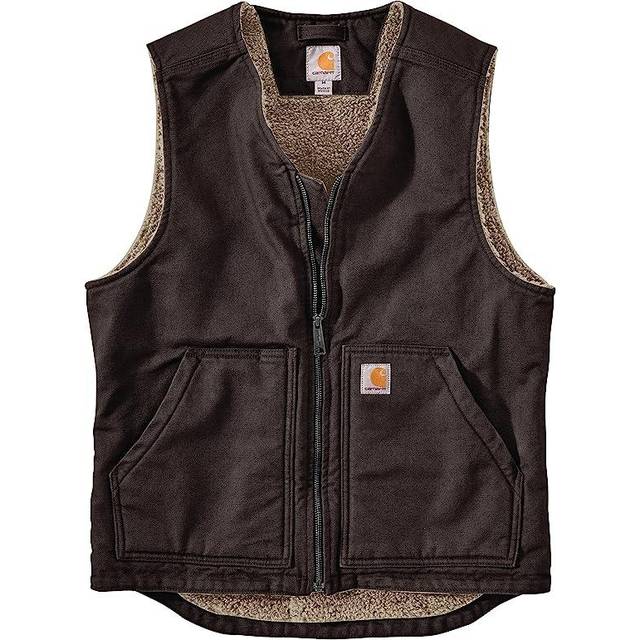 Carhartt Men's Relaxed Fit Washed Duck Sherpa-Lined Vest  Dark Brown