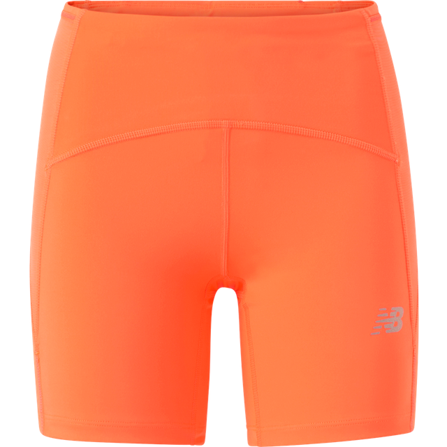 New Balance Women's Impact Run Fitted Short in Orange Poly Knit, size Large