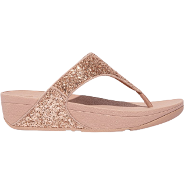 FitFlop Lulu Glitter Synthetic Women's Toe Post Sandals - Rose Gold - UK 6
