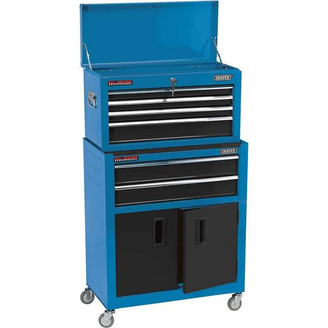 Draper 6 Drawer Combined Roller Cabinet And Tool Chest - Blue, Blue
