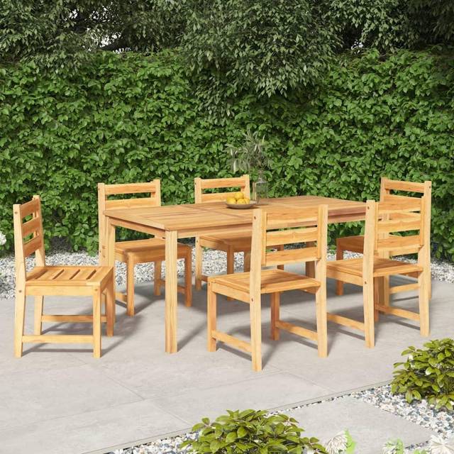 (180 cm table length, 6x chair + table) vidaXL Solid Wood Teak Garden Dining Set Dining Table Chair Multi Sizes/Models