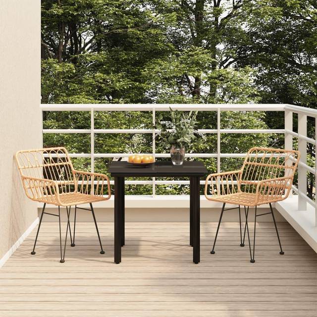 3 Piece Garden Dining Set Poly Rattan Vidaxl