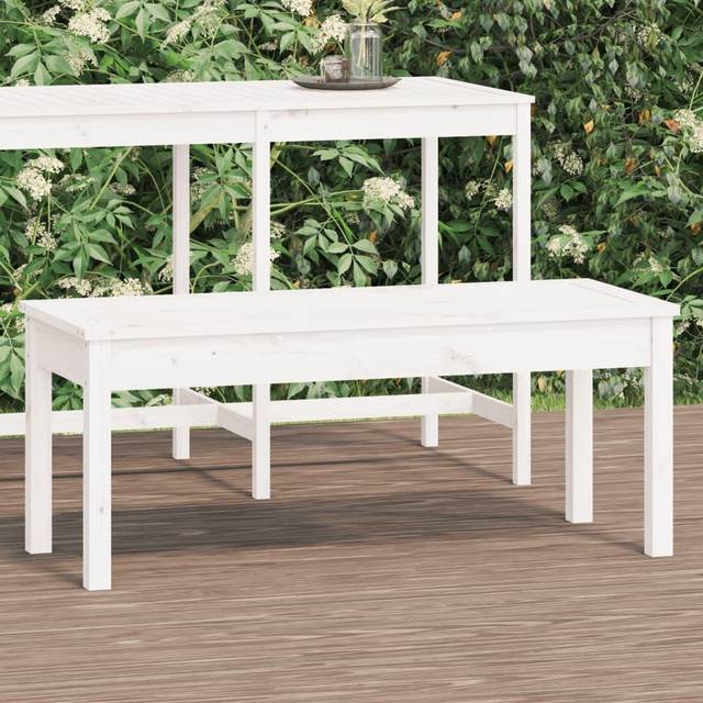 vidaXL Garden Bench White 109x44x45 cm Solid Wood Pine
