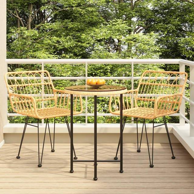 3 Piece Garden Dining Set Poly Rattan Vidaxl