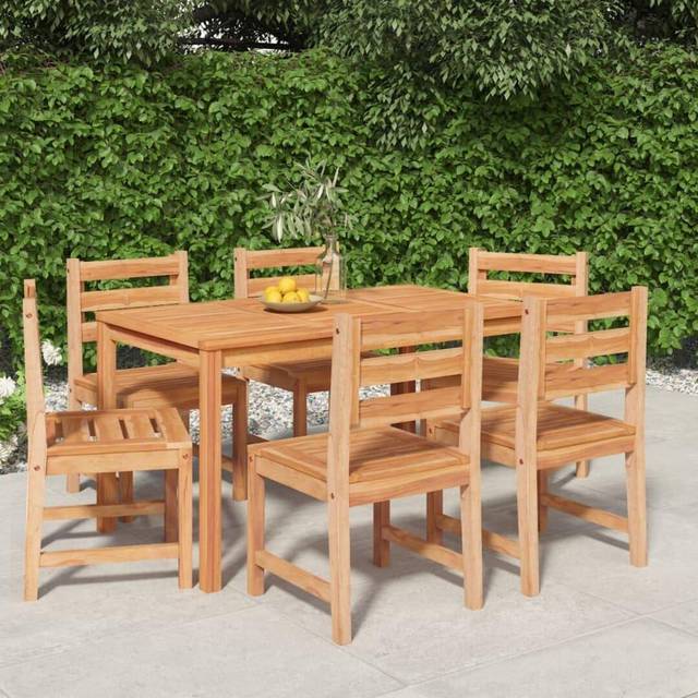 7 Piece Garden Dining Set Solid Wood Teak Vidaxl