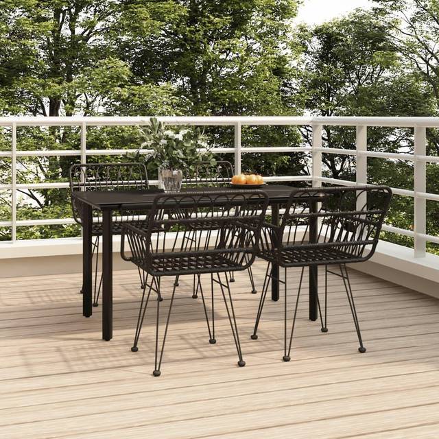 Vidaxl - 5 Piece Garden Dining Set Black Poly Rattan