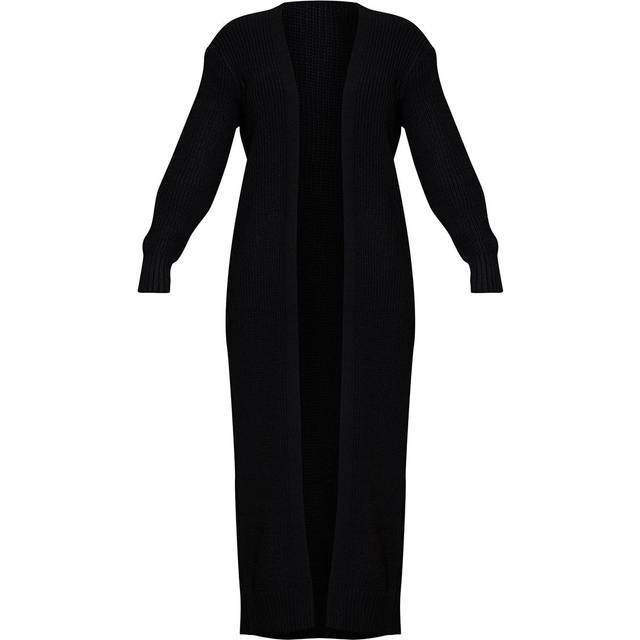 Black Maxi Knitted Cardigan, Black - XS