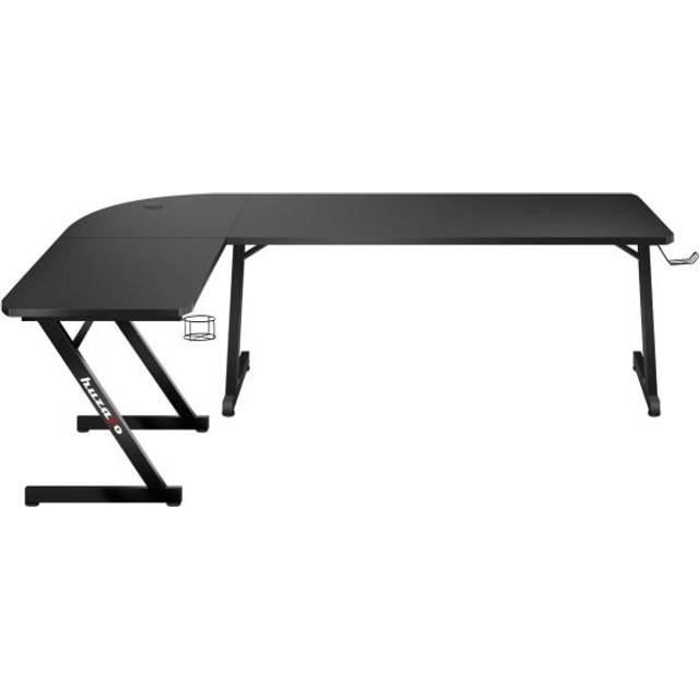 huzaro Hero 7.0 | L-format hörnskrivbord spelbord skrivbord | hemmakontor arbetsrum kontor | höger vänster montering | aluminiumkonstruktion kolbordsskiva | 154 x 117 | svart
