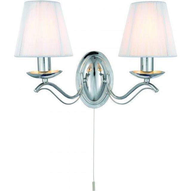 2 Light Chrome Wall Bracket White String Shades