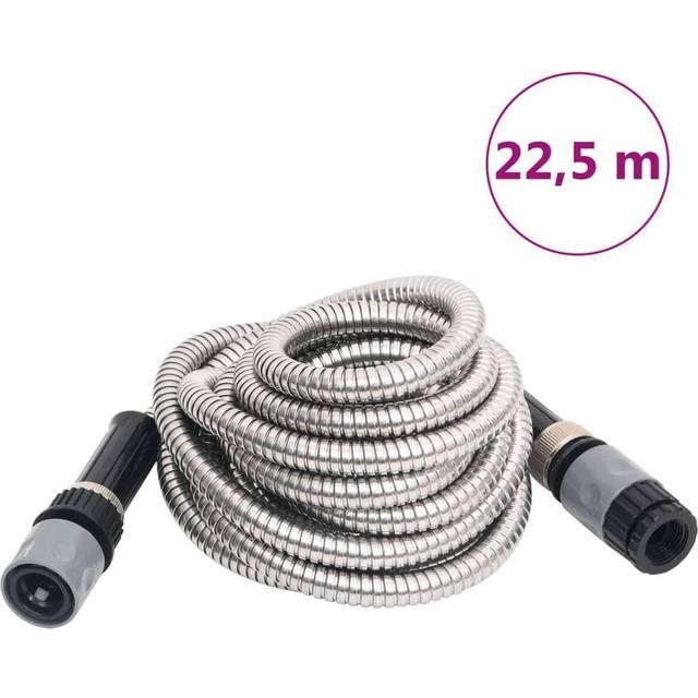 vidaXL Garden Hose with Spray Nozzle Silver 0.6" 22.5 m Stainless Steel