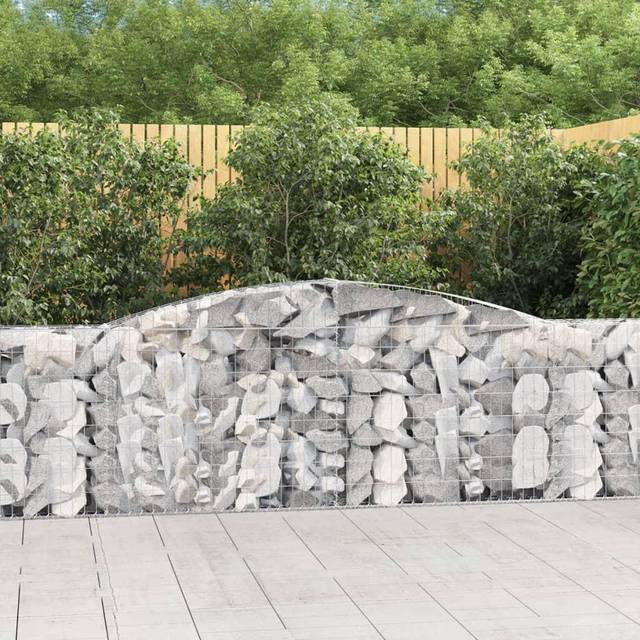 vidaXL Arched Gabion Baskets 9 pcs 400x30x100/120 cm Galvanised Iron - Silver