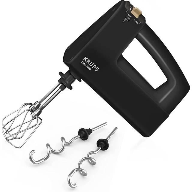 Krups 3Mix 7000 handmixer 60 år specialutgåva, 500 watt, knådnings- och omrörningskrok av rostfritt stål, lång strömkabel, tillbehörsväska, F6085811, svart/koppar