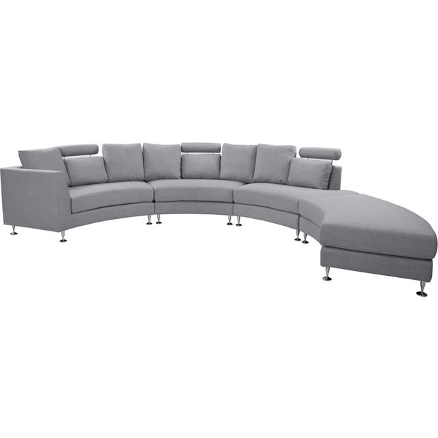 Beliani 7 Seater Curved Fabric Modular Sofa Light Grey Rotunde, Grey