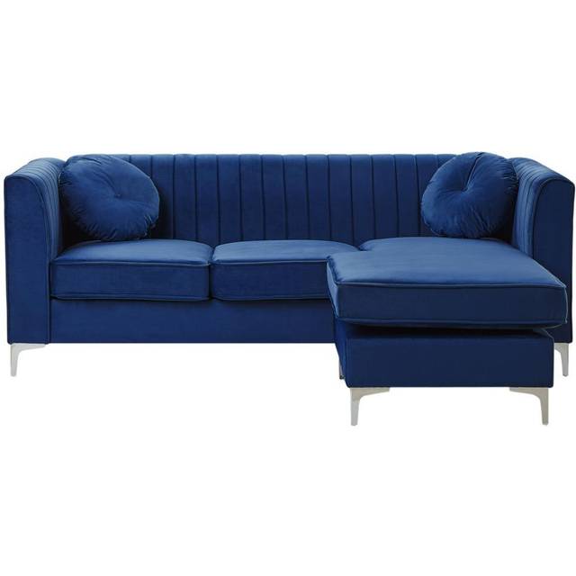 Left Hand Velvet Corner Sofa Navy Blue TIMRA