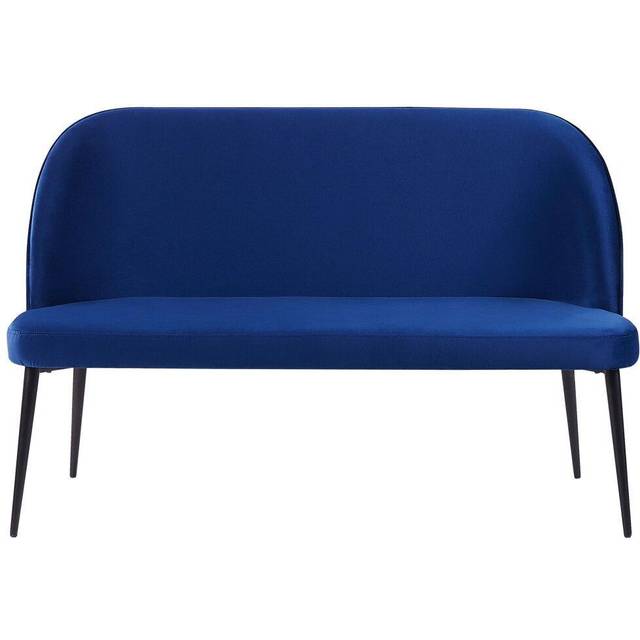 Beliani Upholstered Bench 2 Seater Osby Velvet Navy Blue - One Size