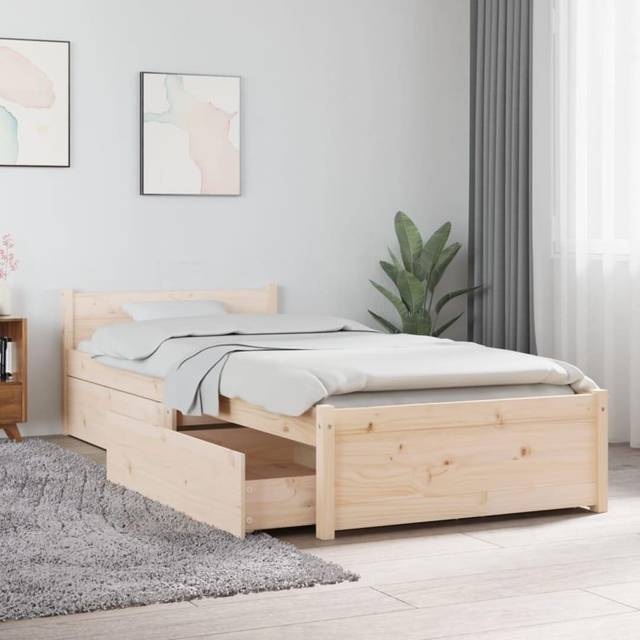 vidaXL Bed Frame without Mattress with Drawers Small Single - Brown