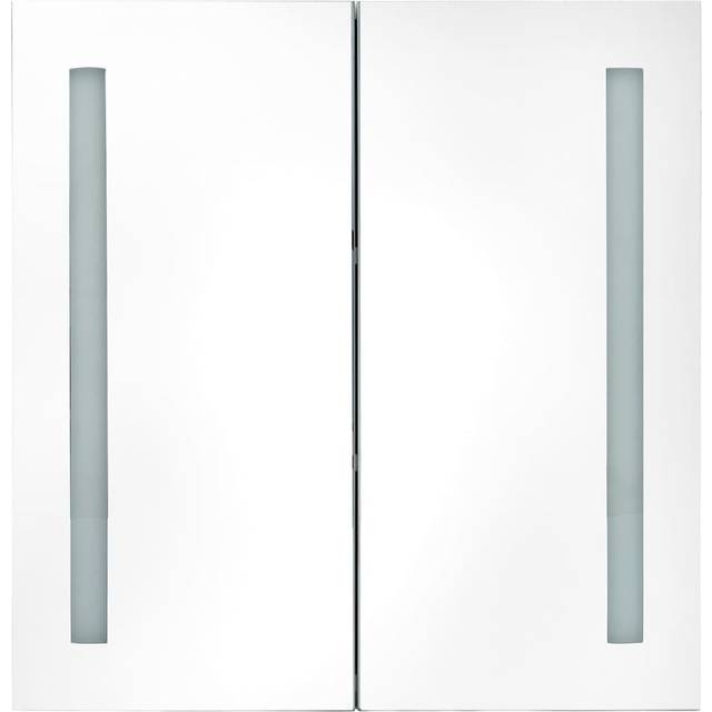 Badrumsskåp med spegel LED grå högglans 62x14x60 cm