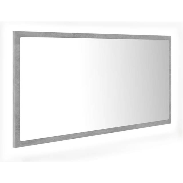 vidaXL LED Bathroom Mirror Concrete Grey 90x8.5x37 cm Acrylic