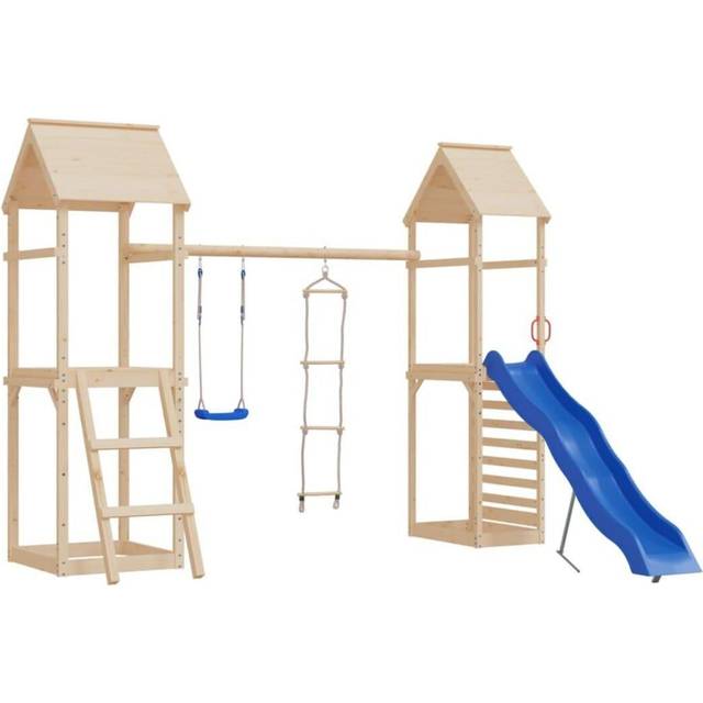 vidaXL Swing Seat with Rope Ladder and Climbing Stones Blue PE