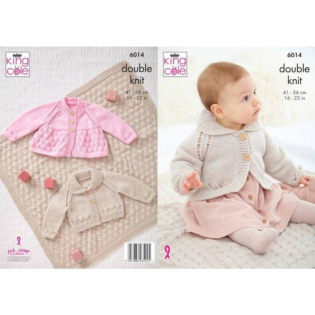 King Cole 6014 DK Knitting Pattern Baby Jacket Cardigan Blanket