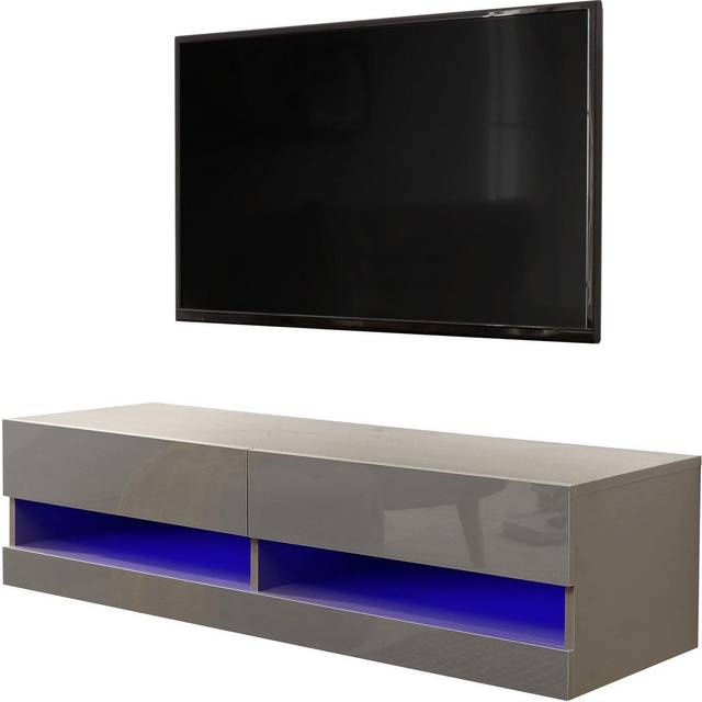 GFW Galicia 120Cm Wall TV Unit With Led - Grey, Grey