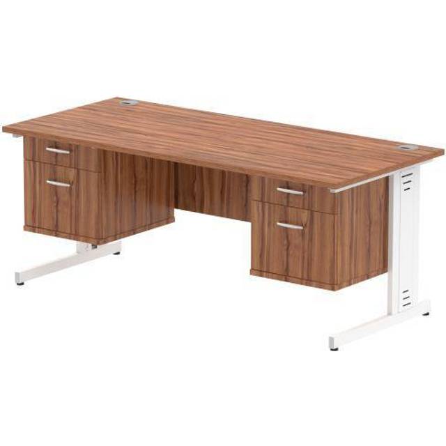 Impulse 1800x800 Desk Walnut Top White Leg + 2 Fixed Peds