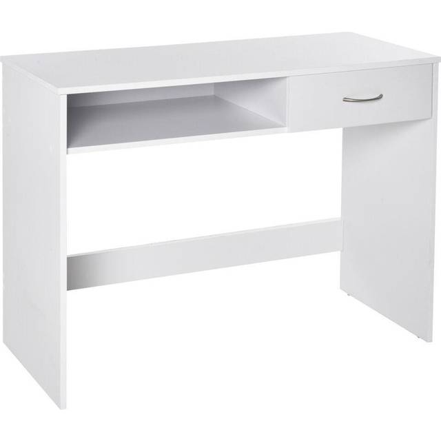 HOMCOM HOMCOM Compact Computer Desk, Study Table With Drawer And Storage Compartment, Writing Workstation, White