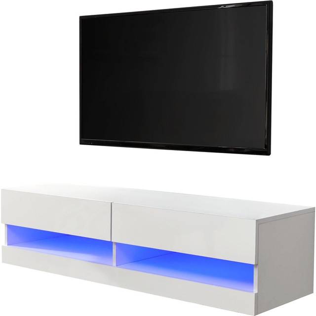 GFW Galicia 120Cm Wall TV Unit With Led - White, White