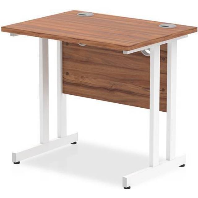Impulse 800 x 600mm Straight Desk Walnut Top White Cantilever Leg