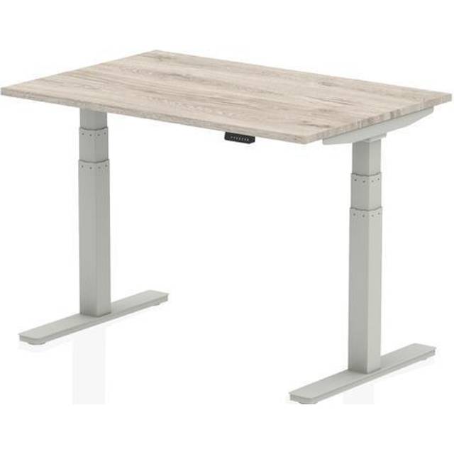 Air 1200 x 800mm Height Adjustable Desk Grey Oak Top Silver Leg