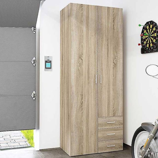 Indoor Furniture Group Space Wardrobe 2 Doors 3 Drawers In Oak Effect 2000, Brown