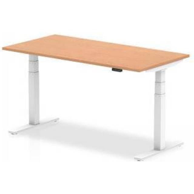 Air 1600/800 Oak Height Adjustable Desk With White Legs - HA01039