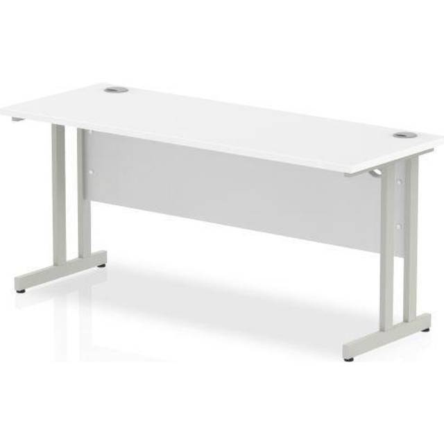Impulse 1600/600 Rectangle Silver Cantilever Leg Desk White - MI002198