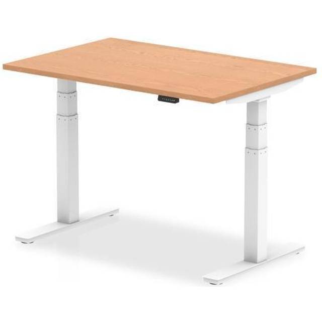 Air 1200/800 Oak Height Adjustable Desk With White Legs - HA01037