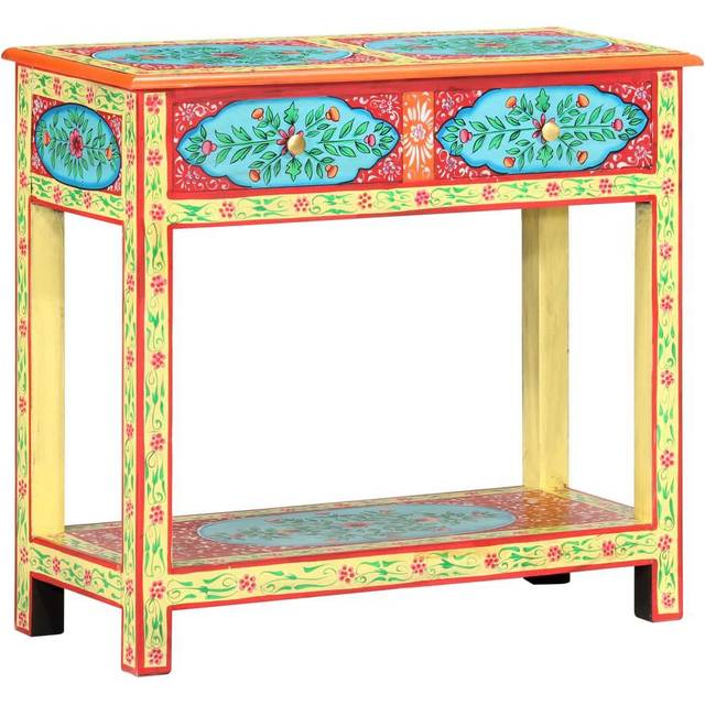 vidaXL Hand Painted Console Table 80x35x75 cm Solid Mango Wood - Multicolour