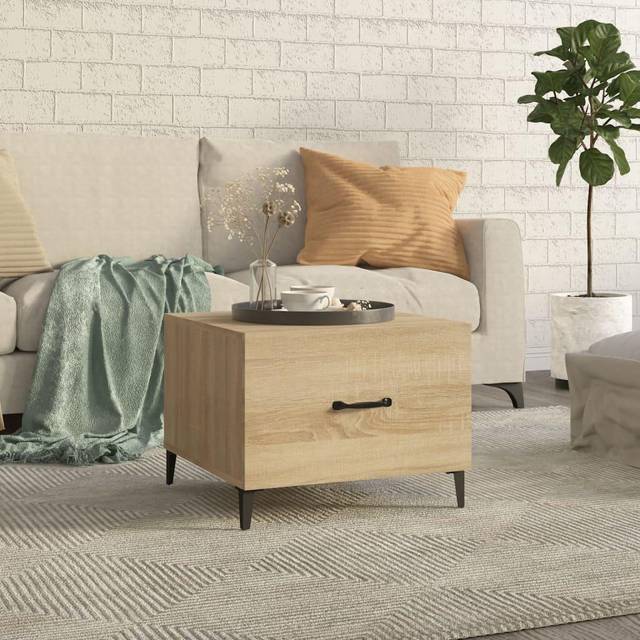 vidaXL Coffee Table with Metal Legs Sonoma Oak 50x50x40 cm - Brown