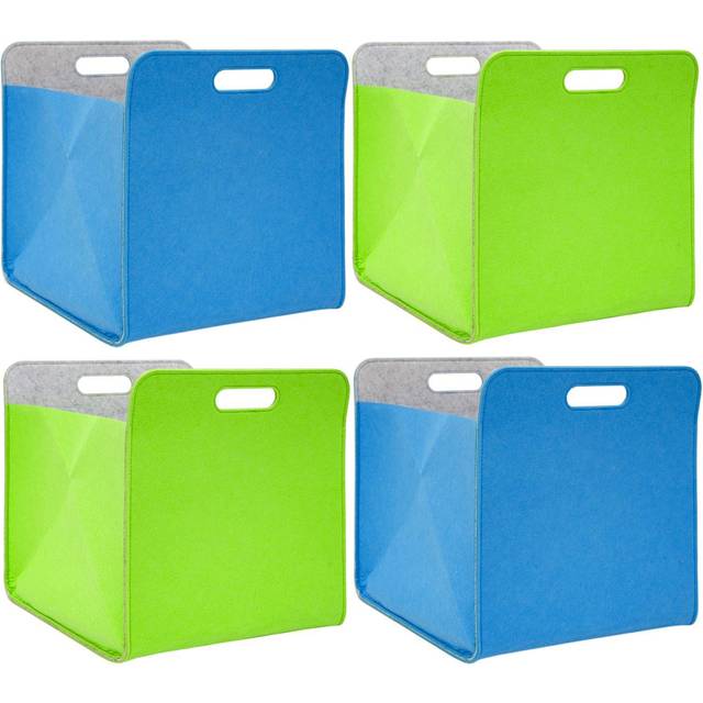 Set 4 Felt Storage Boxes 33x33x38cm Kallax Basket Ikea Shelf Insert Blue Green